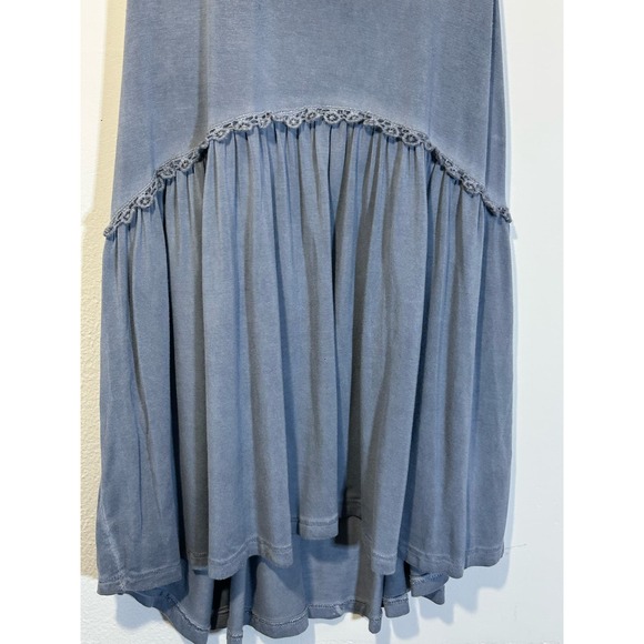 POL Womens Denim Blue Dress Racerback Crochet Detail Zipper Sleeveless M - Picture 4 of 11